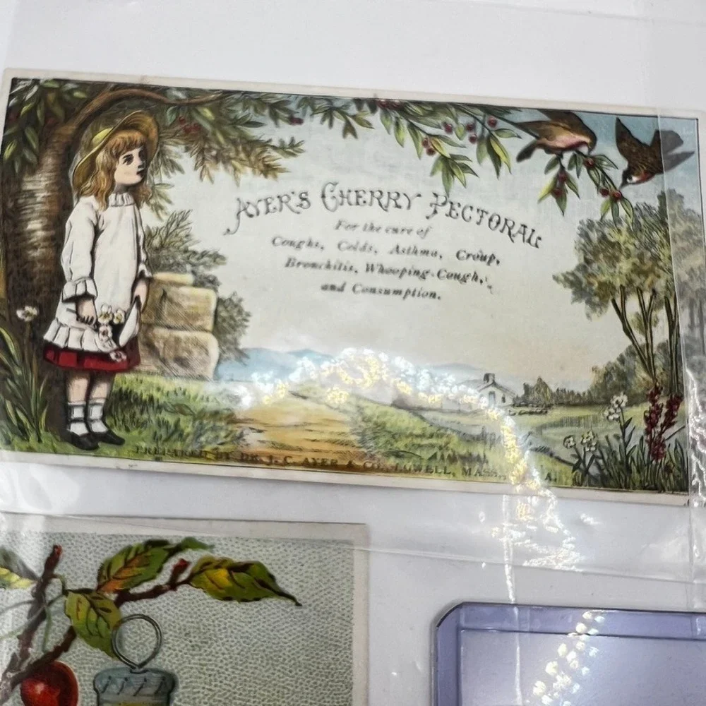 Vtg Advertising Trading Card - 4 Ayer's Cherry Pectoral Lowell MASS Pharmacy